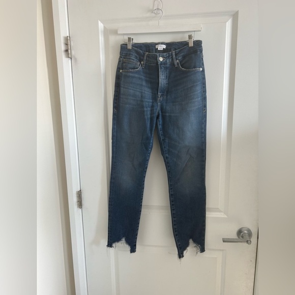 Good American Good Legs Cigarette Jeans Size 4/27 GLSPL67T Blue842 Distressed - Picture 2 of 11